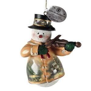 Thomas Kinkade Snowman Ornament Violin 2004 Bradford Editions Xmas Collectible